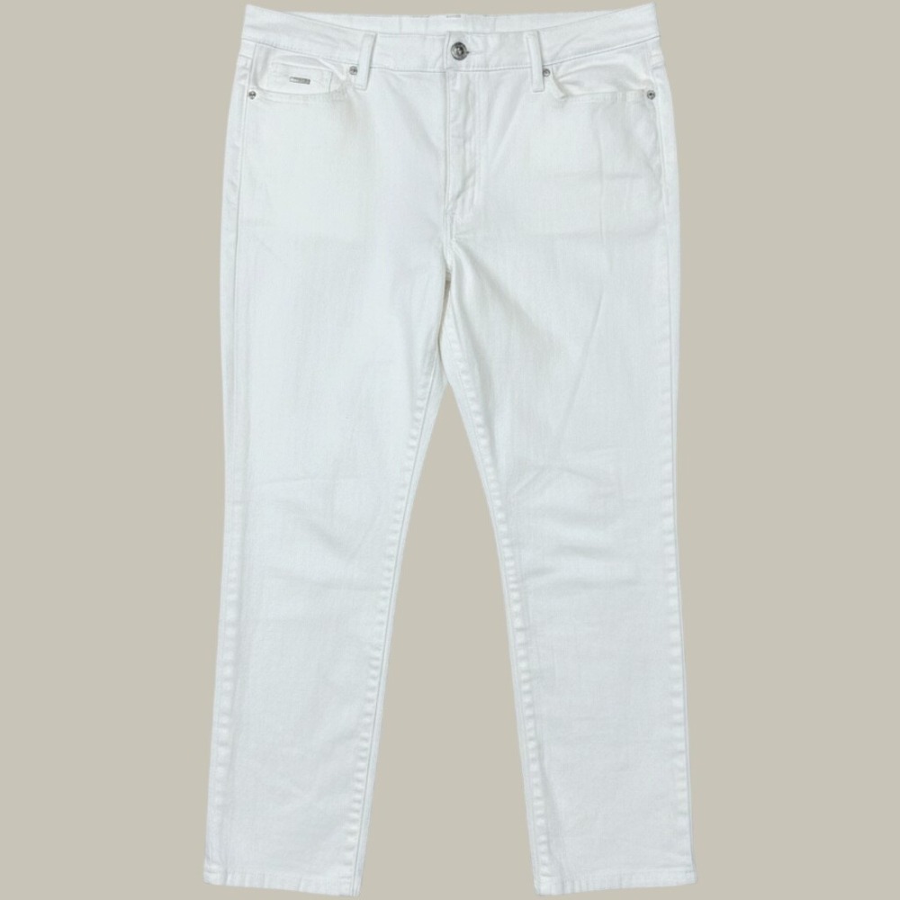 Nine West Gramercy Crop Jeans Womens 16 White Stretch Denim Straight Leg Pants